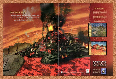 Populous The Beginning PC Original 1999 Ad Authentic RTS Video Game Promo