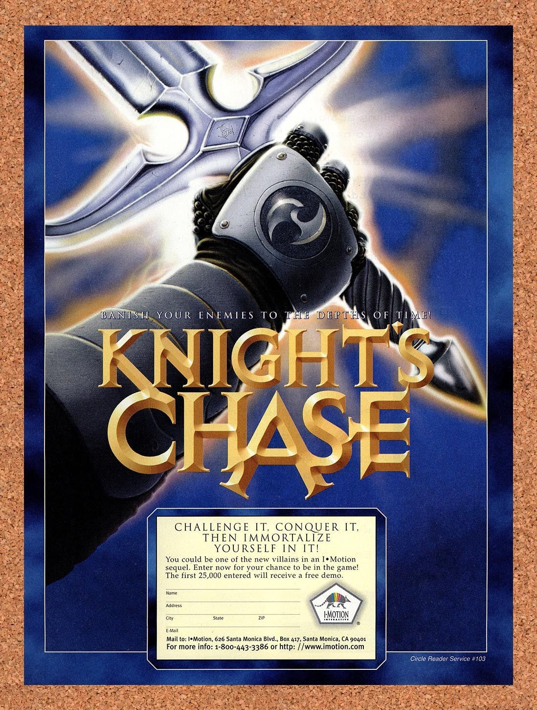 1996 Time Gate Knight's Chase PC Original Advertisement / Retro Promo v2