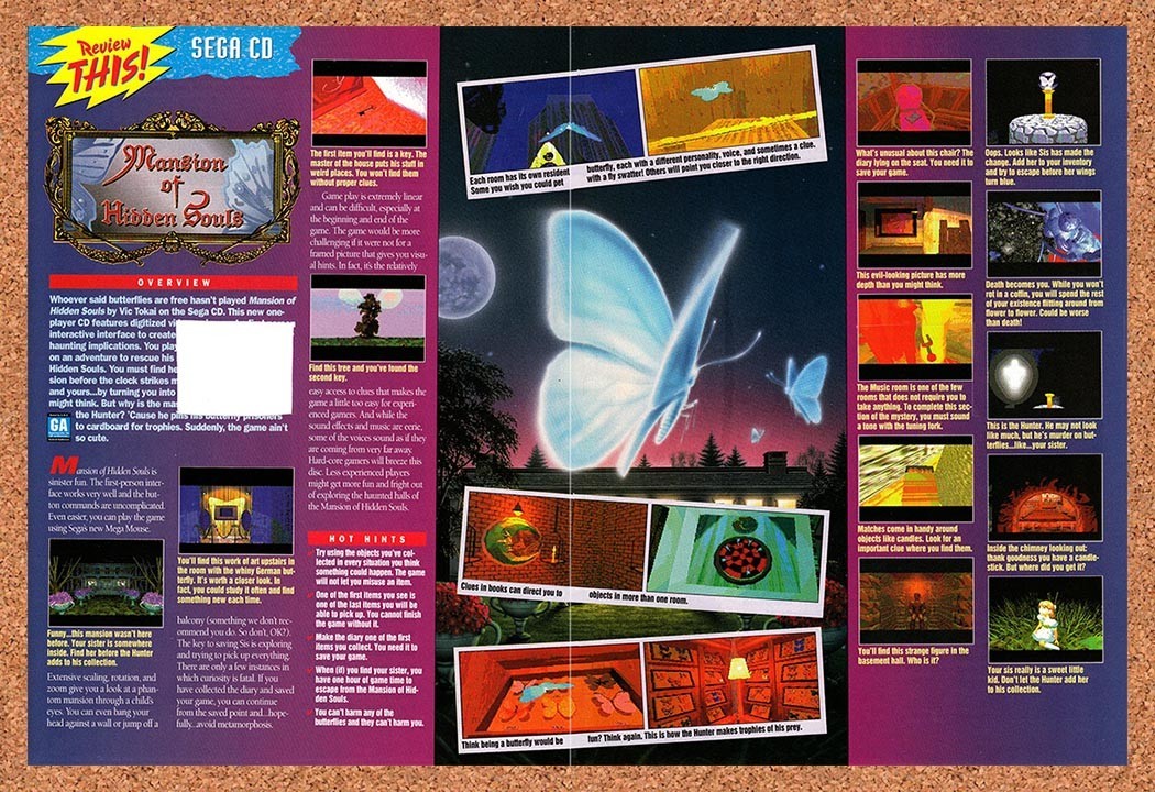 1994 Mansion Of Hidden Souls Sega CD Original Advertisement / Retro Promo vr2