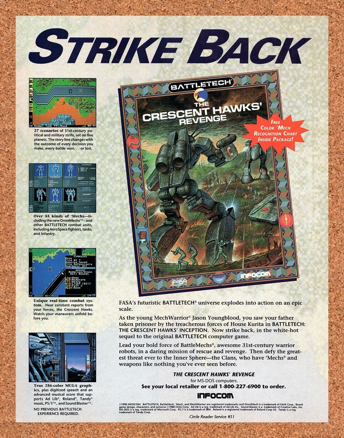BattleTech The Crescent Hawks Revenge Tandy Original 1991 Vintage Ad