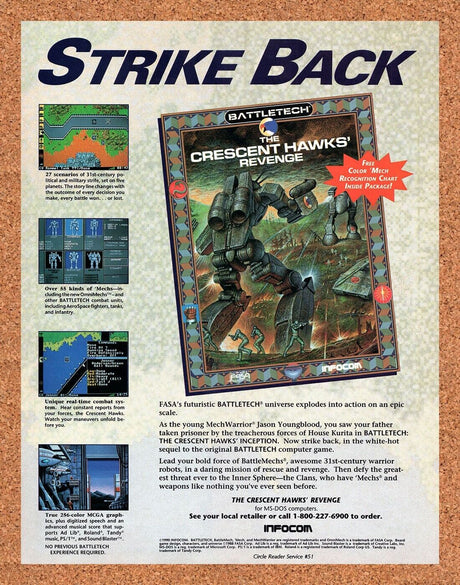 BattleTech The Crescent Hawks Revenge Tandy Original 1991 Vintage Ad
