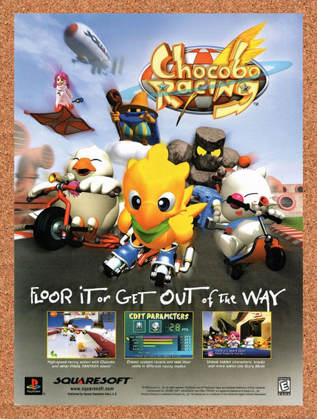 1999 Chocobo Racing PS1 Original Advertisement / Retro Wall Art v1