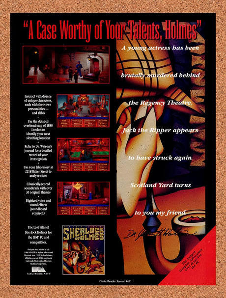 1992 Lost Files Of Sherlock Holmes PC Original Advertisement / Retro Promo v1