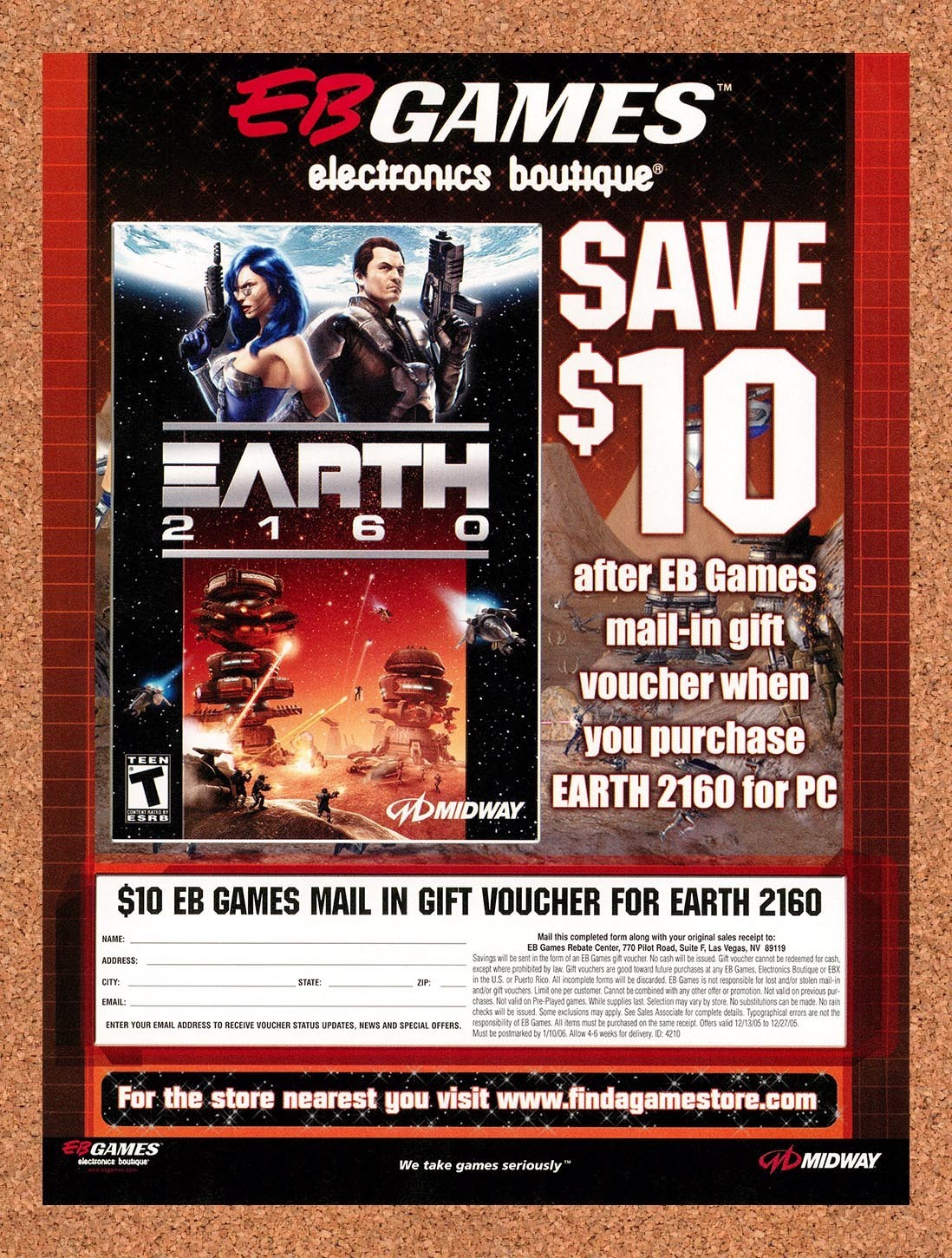 2006 Earth 2160 EB Games Original Advertisement / Retro Promo v2