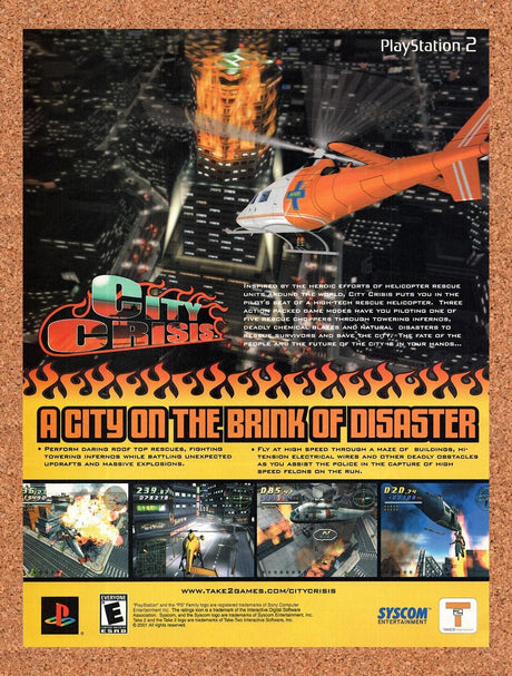 2001 City Crisis PS2 Original Advertisement / Retro Wall Art v1