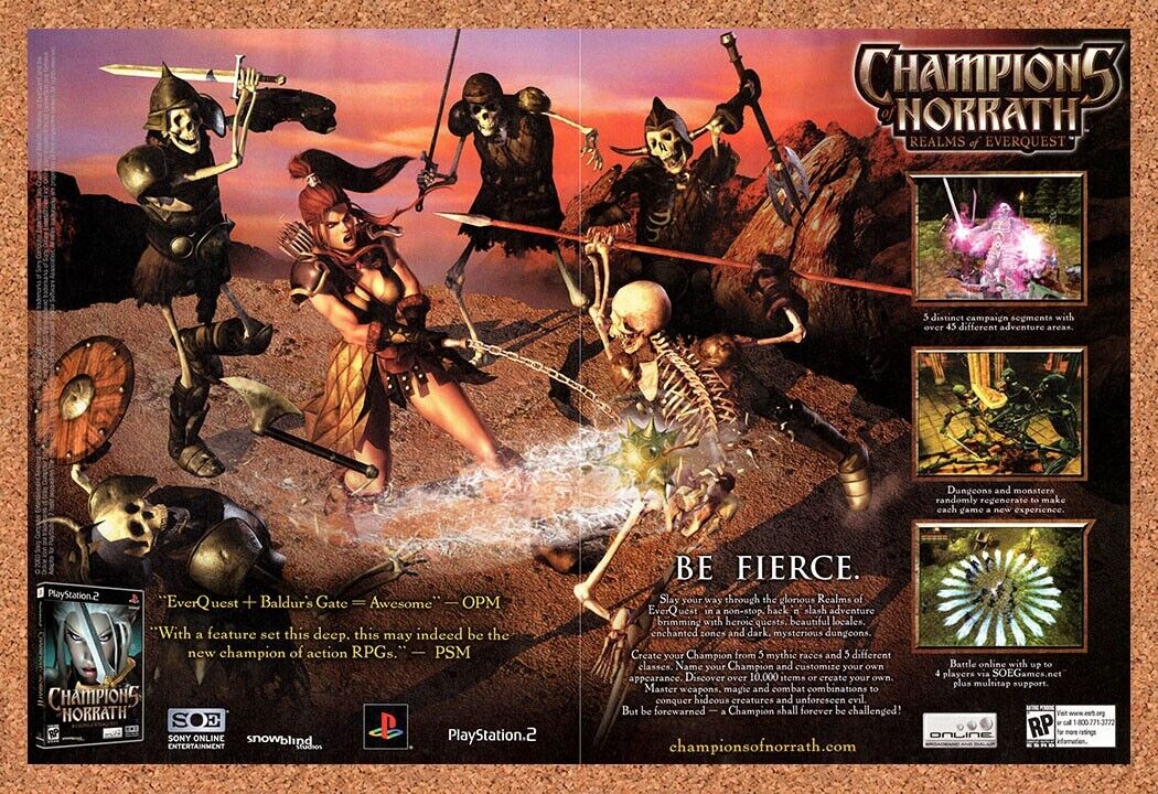 Champions Of Norrath PS2 Original 2003 Vintage Ad - Skeletons Video Game Promo