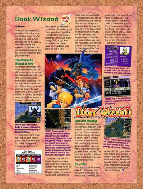 1994 Dark Wizard Sega CD Original Advertisement / Retro Promo v1