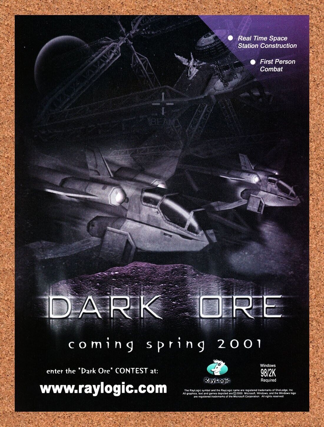 Dark Ore PC Original 2001 Ad Authentic Windows 98 Space Combat Video Game Promo