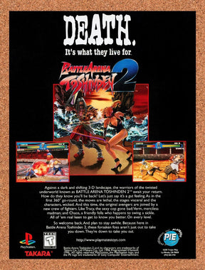 1996 Battle Arena Toshinden 2 PS1 Original Advertisement / Retro Wall Art v1