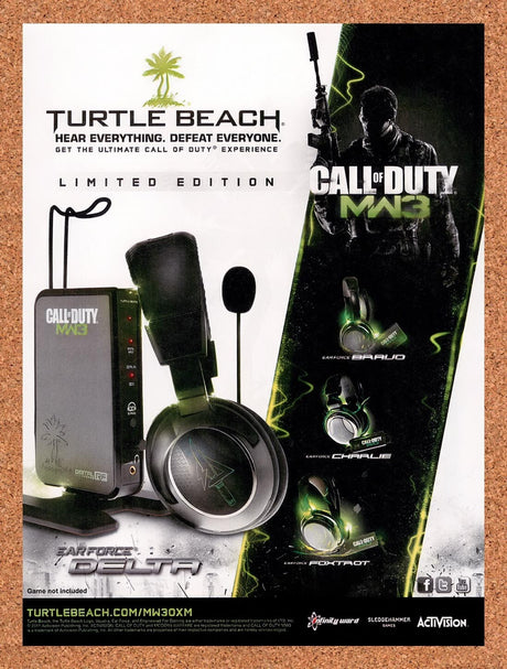 2011 Call Of Duty Modern Warfare 3 Turtle Beach Headset Original Ad v1