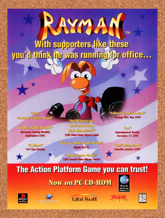 1995 Rayman Politcal Parody Original Advertisement / Retro Wall Art v7