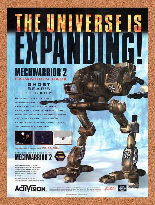 MechWarrior 2 Expansion Pack PC Original 1994 Vintage Ad - Video Game Promo