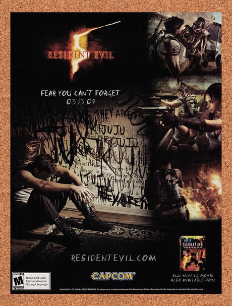 2008 Resident Evil 5 Xbox 360 Original Advertisement / Retro Wall Art v4