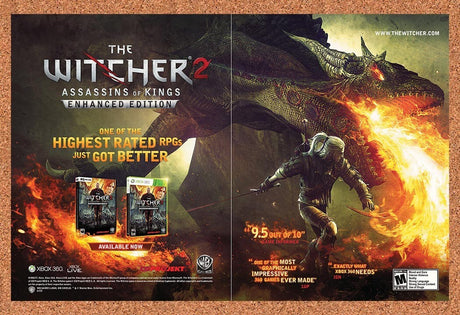 2012 Witcher 2 Assassins Of Kings Edition Xbox 360 Original Ad / Wall Art v1