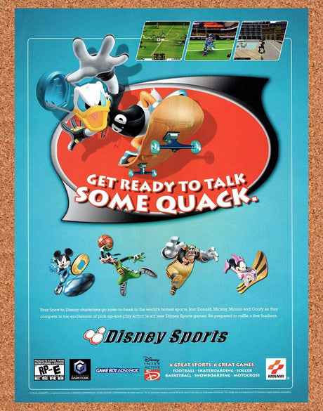 Disney Sports GameCube Original 2003 Vintage Ad - Donald Duck Video Game Promo