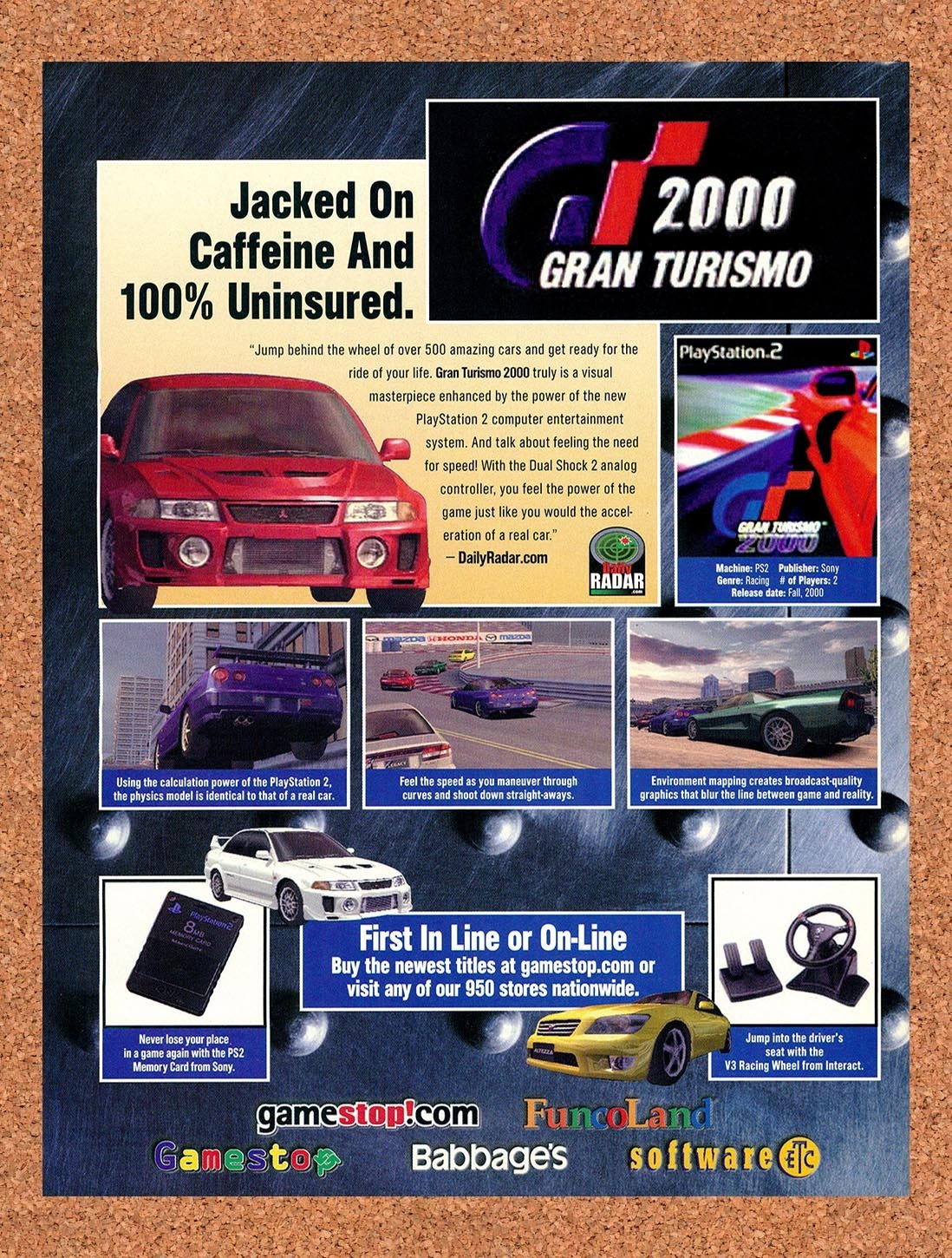 2000 Gran Turismo 2000 FuncoLand Original Advertisement / Retro Promo v1