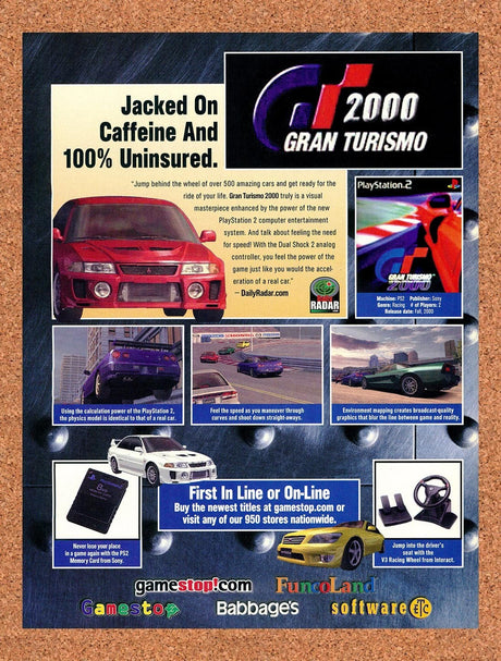 2000 Gran Turismo 2000 FuncoLand Original Advertisement / Retro Promo v1