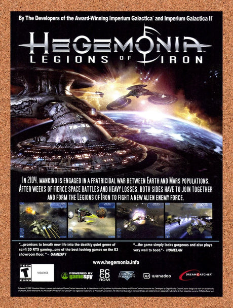 2002 Hegemonia Legions Of Iron PC Original Advertisement / Retro Wall Art v1