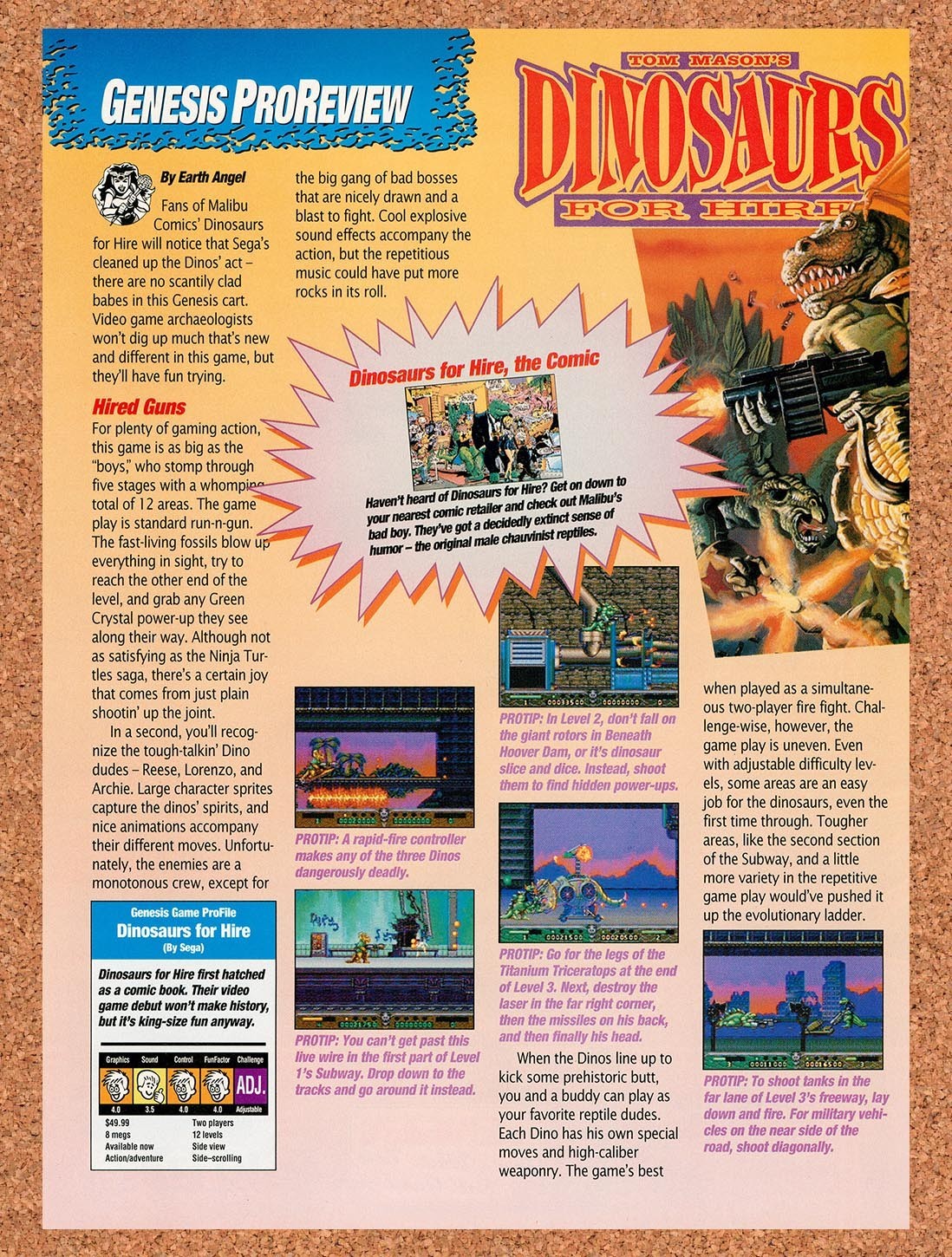 1993 Dinosaurs For Hire Genesis Original Advertisement / Retro Promo vr2