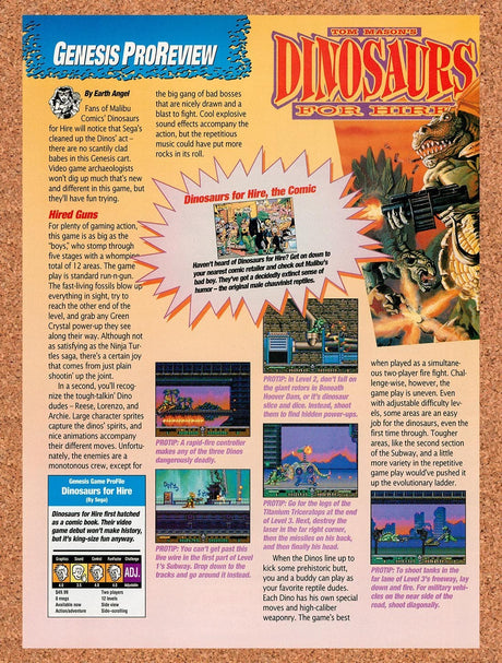 1993 Dinosaurs For Hire Genesis Original Advertisement / Retro Promo vr2