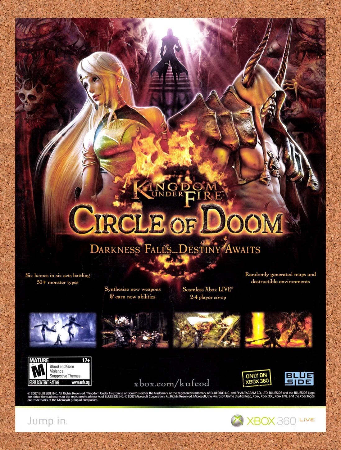 2008 Kingdom Of Fire Circle Of Doom Xbox 360 Original Ad / Retro Wall Art v1