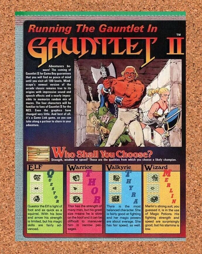 Gauntlet II NES Original 1992 Ad Authentic Nintendo Review Video Game Promo