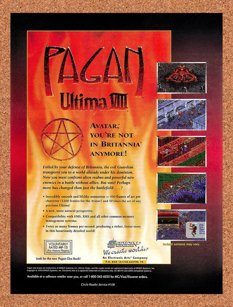 1994 Ultima VIII Pagan PC Original Advertisement / Retro Promo v1