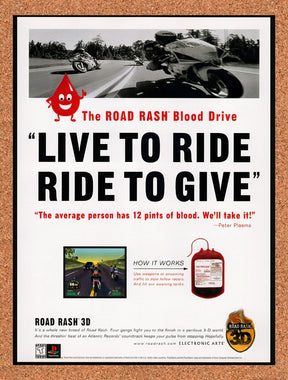 1998 Road Rash 3D PS1 Original Advertisement / Retro Wall Art v2
