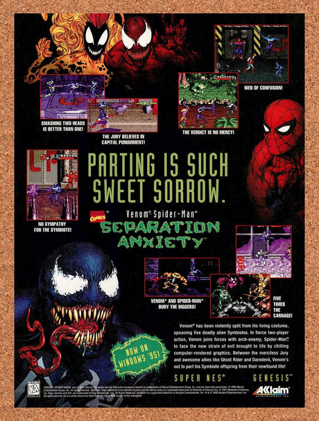 1996 Separation Anxiety SNES Original Advertisement / Retro Wall Art v1