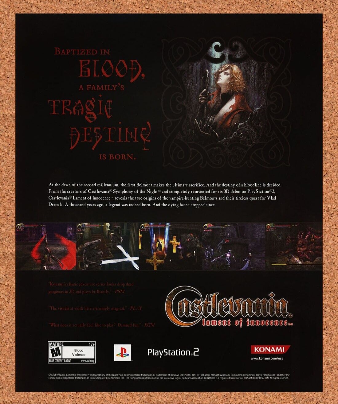 Castlevania Lament Innocence PS2 Original 2005 Ad Authentic Video Game Promo