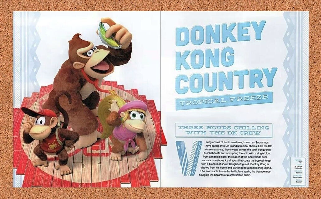 Donkey Kong Country Tropical Freeze Wii U Original 2013 Ad Authentic Game Promo