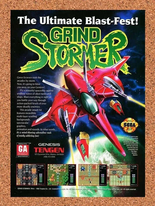 Grind Stormer Sega Genesis Original 1993 Ad Authentic Video Game Promo