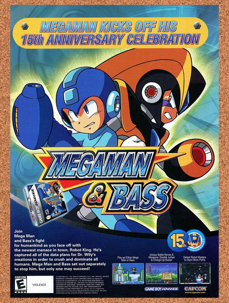 Mega Man And Bass GBA Original 2004 Ad Authentic Capcom Video Game Art Promo