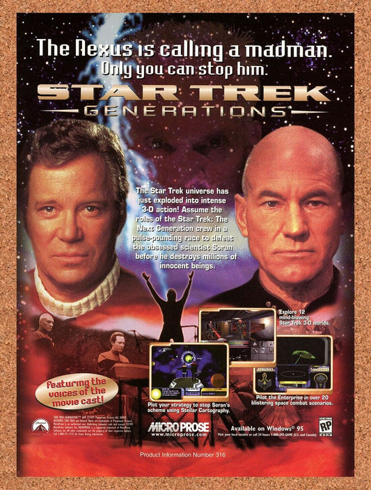 Star Trek Generations PC Original 1998 Ad Authentic Microprose Video Game Promo