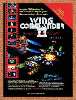 1991 Wing Commander 2 Vengeance Of The Kilrathi PC Original Ad / Retro Promo v1