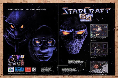 1999 StarCraft 64 N64 Original Advertisement / Retro Wall Art v1