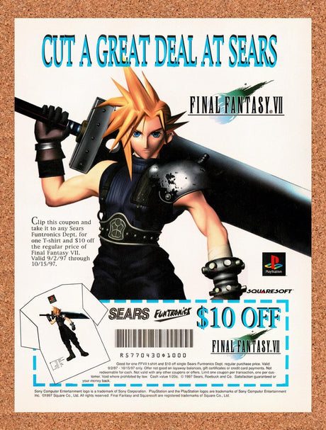 1997 Final Fantasy VII Sears Rebate Original Advertisement / Retro Promo v1
