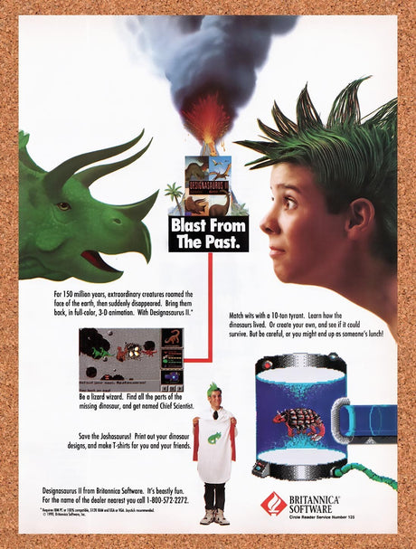 1991 Designasaurus 2 IBM Original Advertisement / Retro Wall Art v1