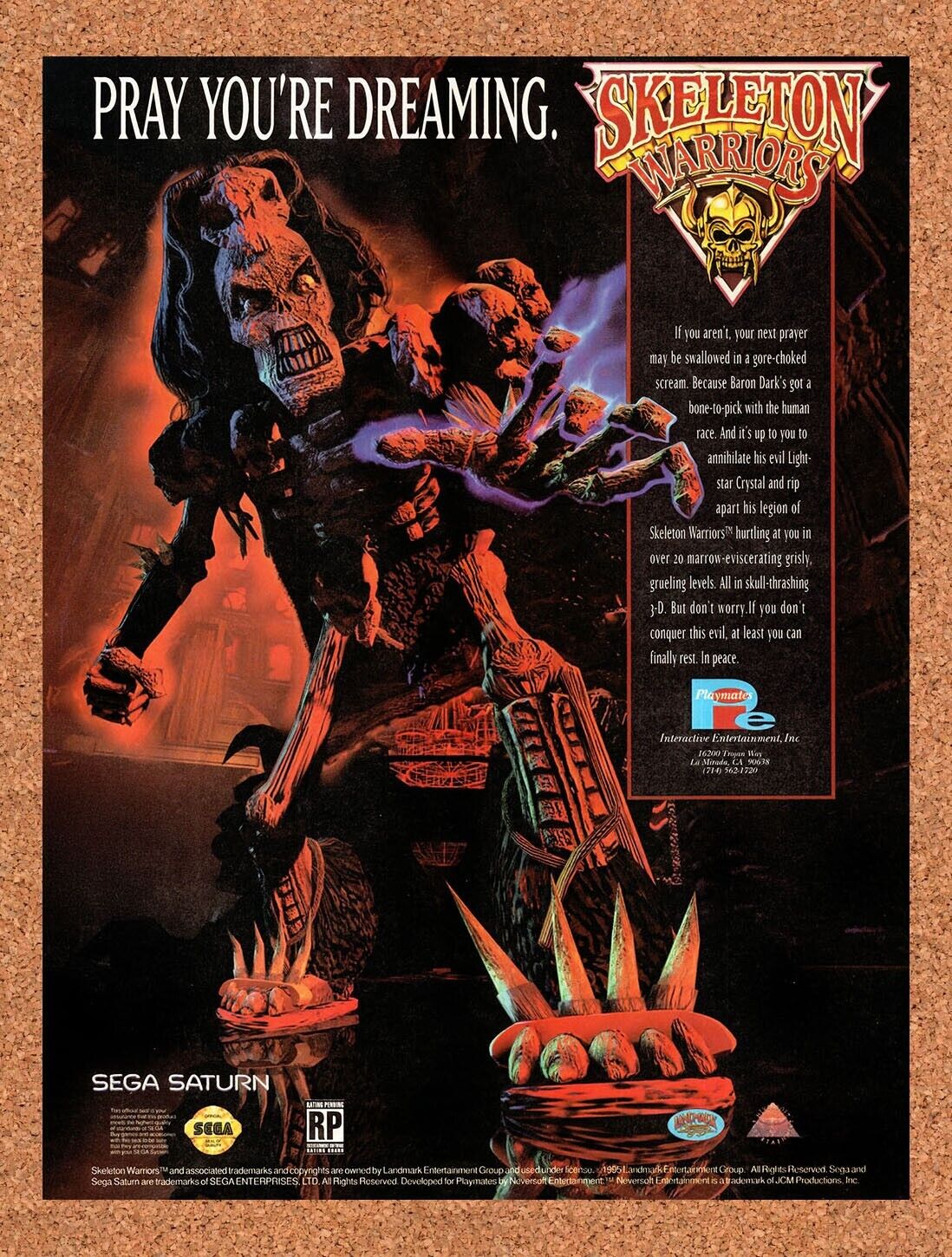 1995 Skeleton Warriors PS1 Original Advertisement / Retro Wall Art v3