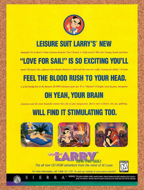 1996 Leisure Suit Larry Love For Sail PC Original Advertisement / Retro Promo v2