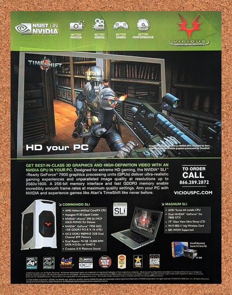 TimeShift PC Original 2006 Ad Authentic Nidia SLI Gaming PC Video Game Promo