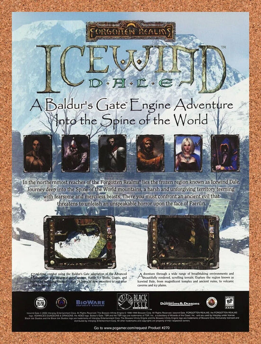 Icewind Dale 1 PC Original 2001 Ad Authentic Forgotten Realm Video Game Promo v2