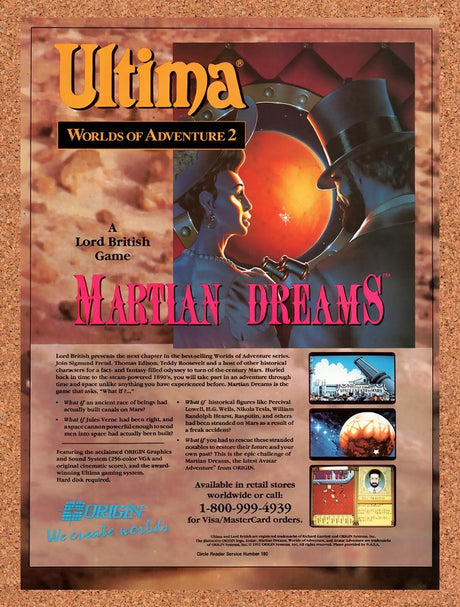 1991 Ultima Worlds Of Adventure 2 Martian Dreams MS-DOS Original Ad v1