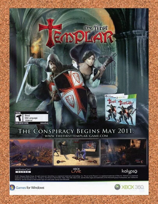 The First Templar Xbox 360 Original 2011 Ad Authentic Video Game Promo Art