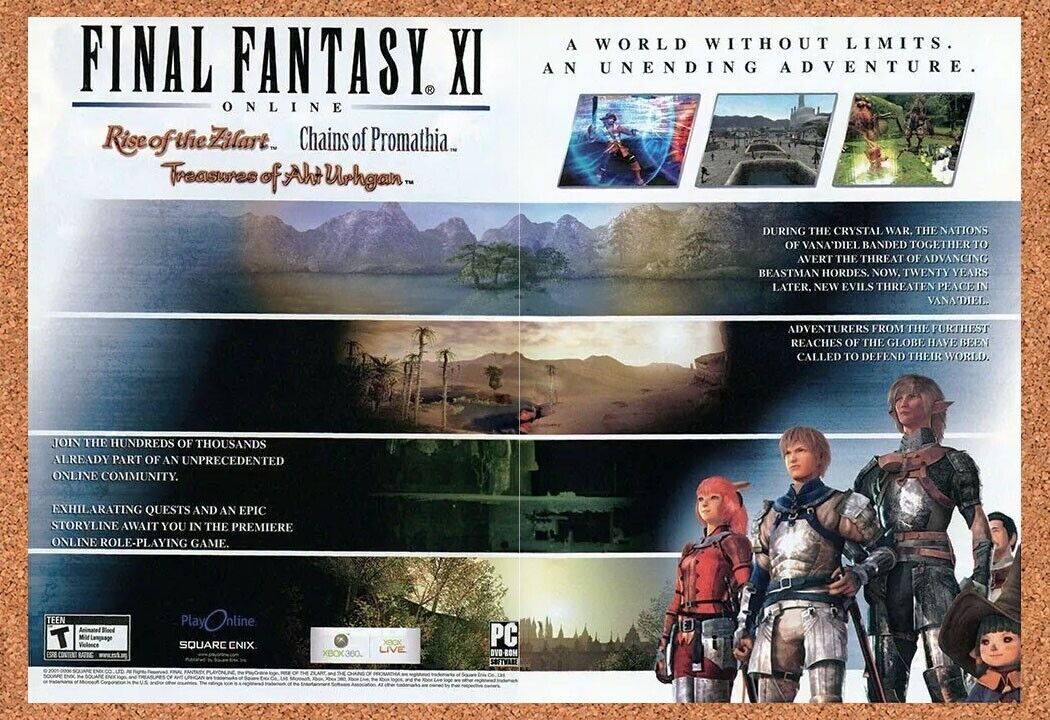 Final Fantasy XI PS2 FF11 Original 2005 Ad Authentic Square Enix RPG Game Promo