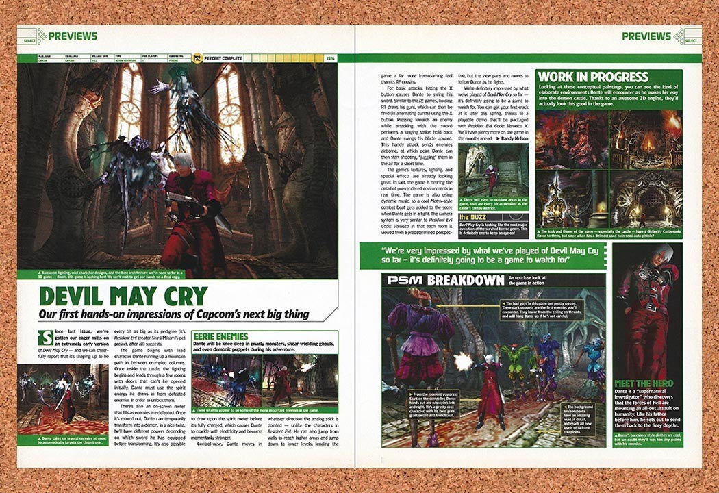 2001 Devil May Cry PS2 Original Advertisement / Retro Promo vr1