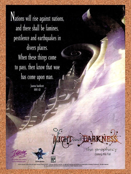 1997 Of Light And Darkness PC Original Advertisement / Retro Promo v1
