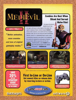 2000 Medievil II GameStop Original Advertisement / Retro Promo v2