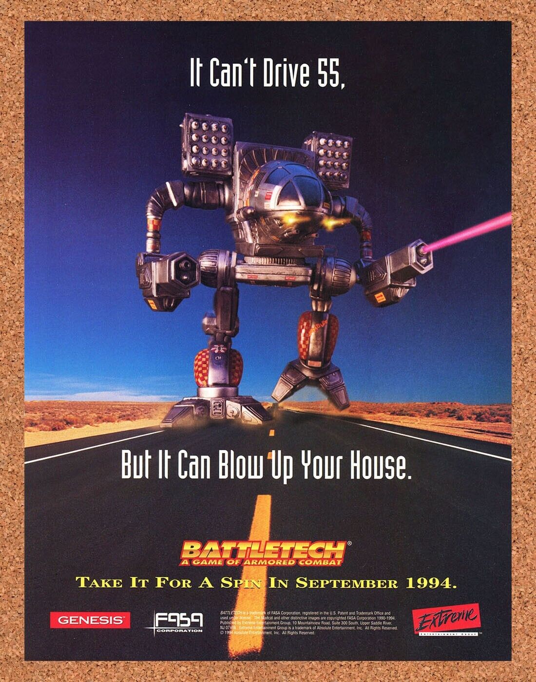 Battletech Genesis Original 1993 Print Ad Authentic Sega Video Game Art Promo