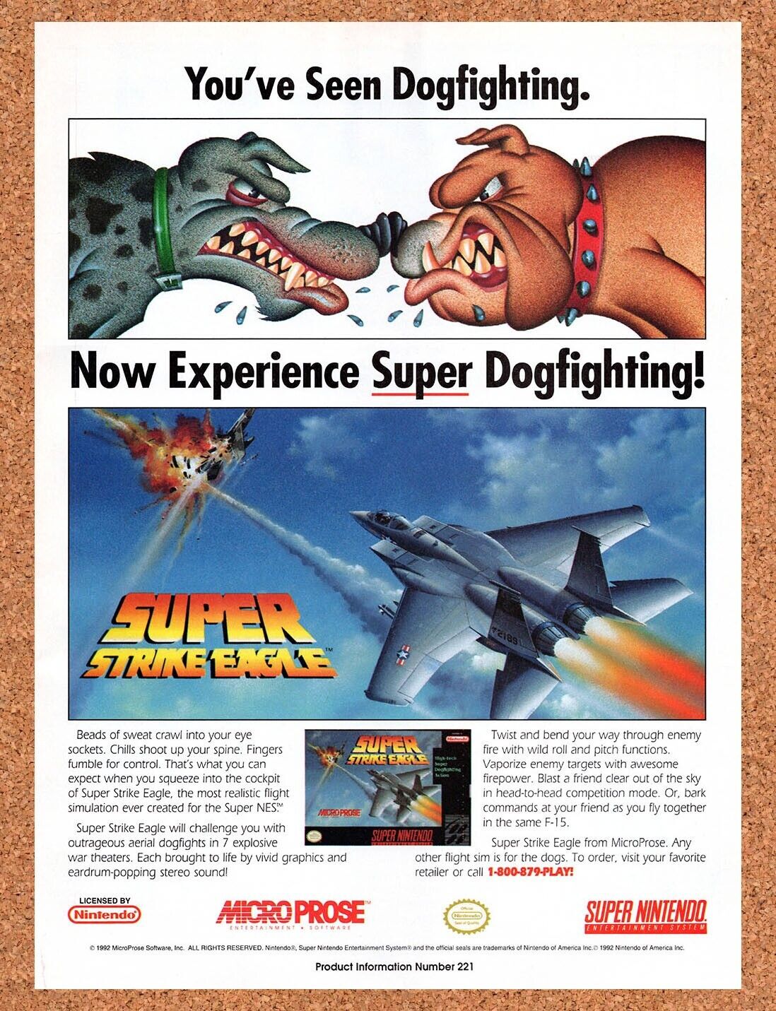 1992 Super Strike Eagle SNES Original Advertisement / Retro Wall Art v1